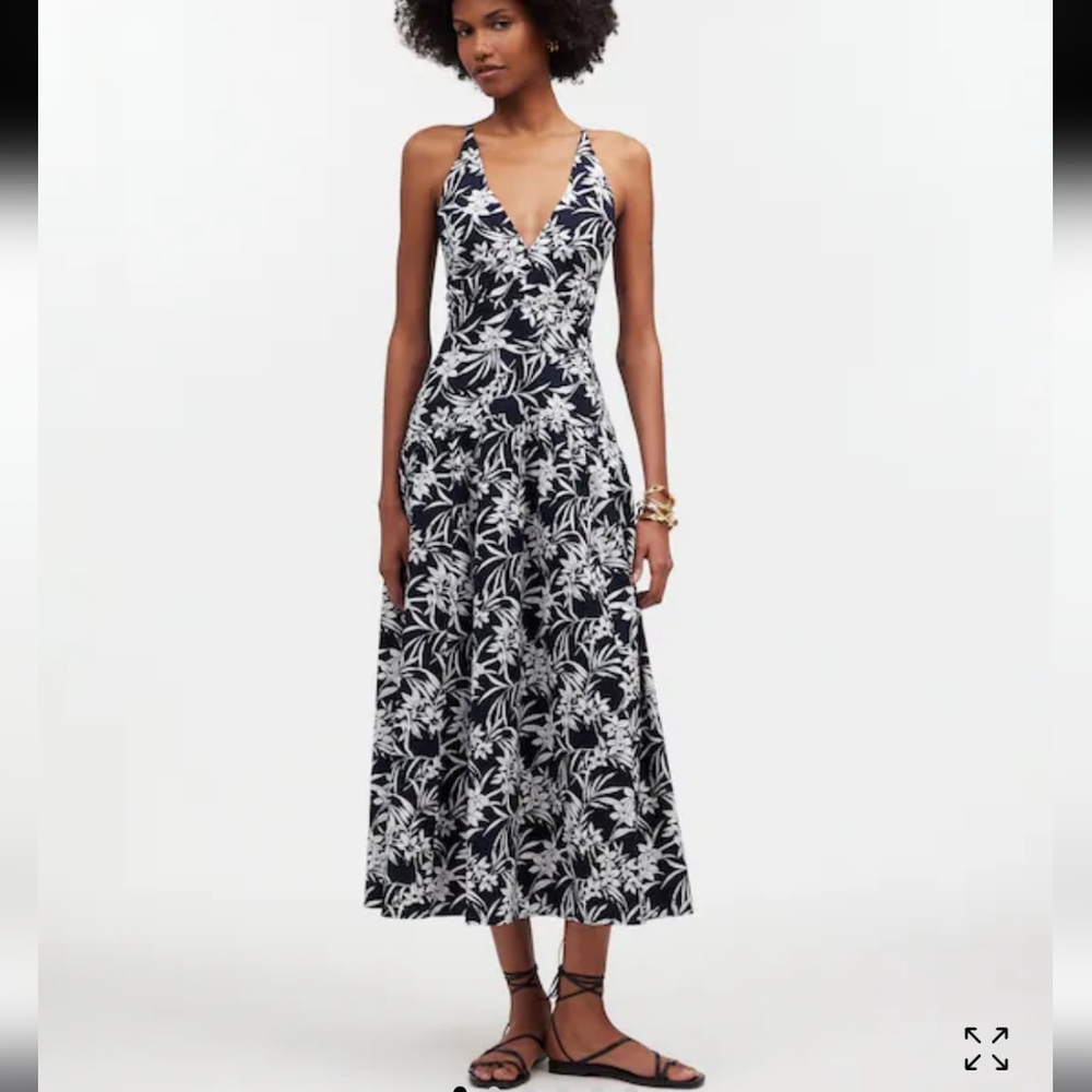 Smocked Halter Midi Dress in Poplin Size 12